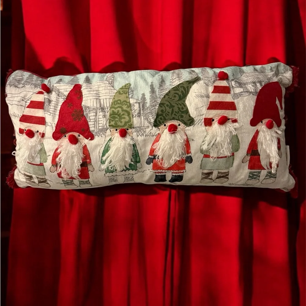 Festive Gnome Accent Pillow - Red, Green, White